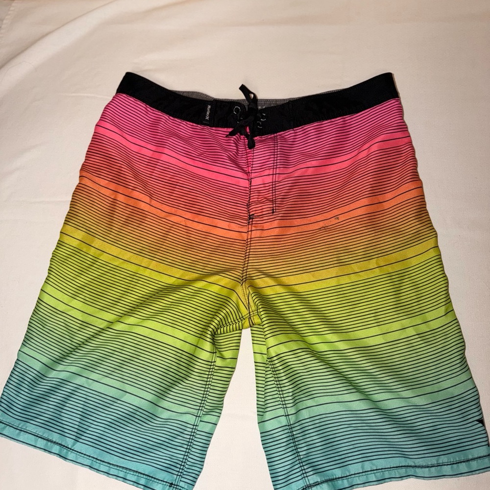 Hurley Multicolor Striped Swim Trunks bright size 29-30